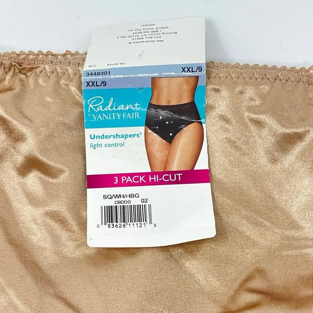 Vanity Fair Radiant Undershapers Light Control Brief Size 9 XXL NWT 3 pair